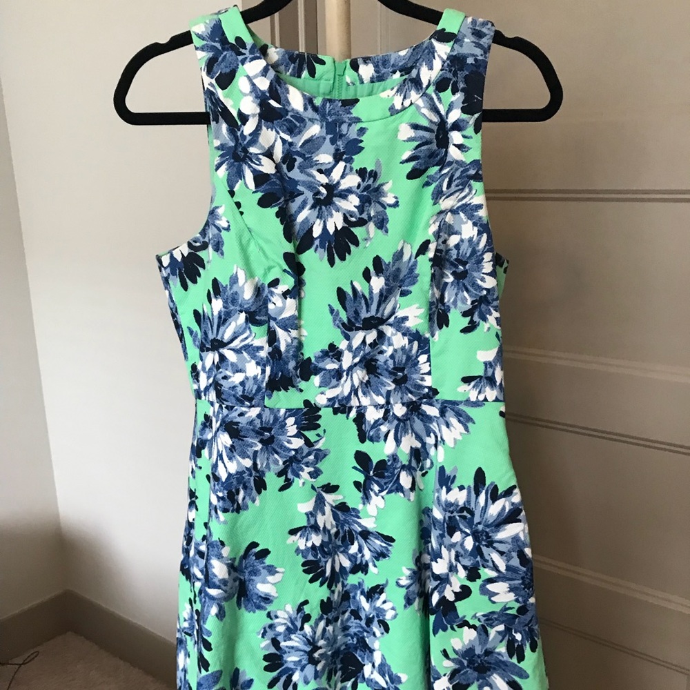 Blue and Green Floral Print J. Crew Dress
